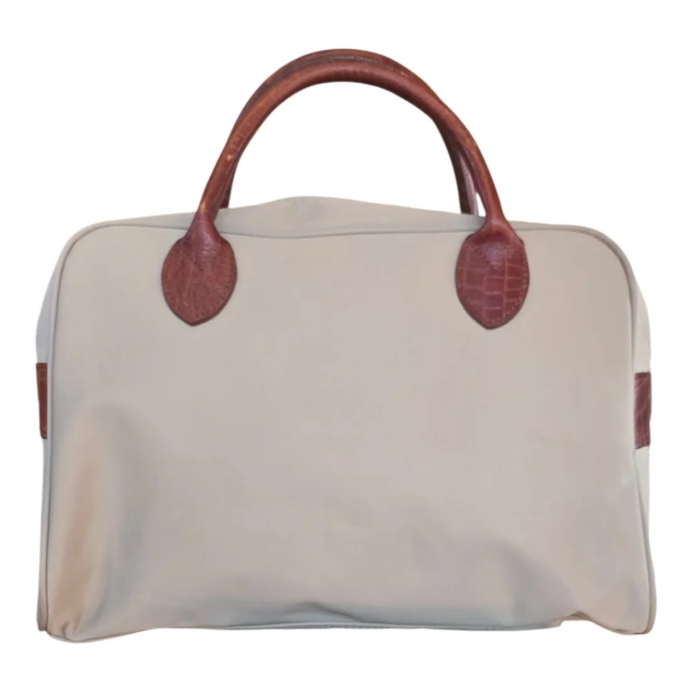 Valentino Garavani Sport Boston Khaki Brown Nylon Leather Trim Satchel